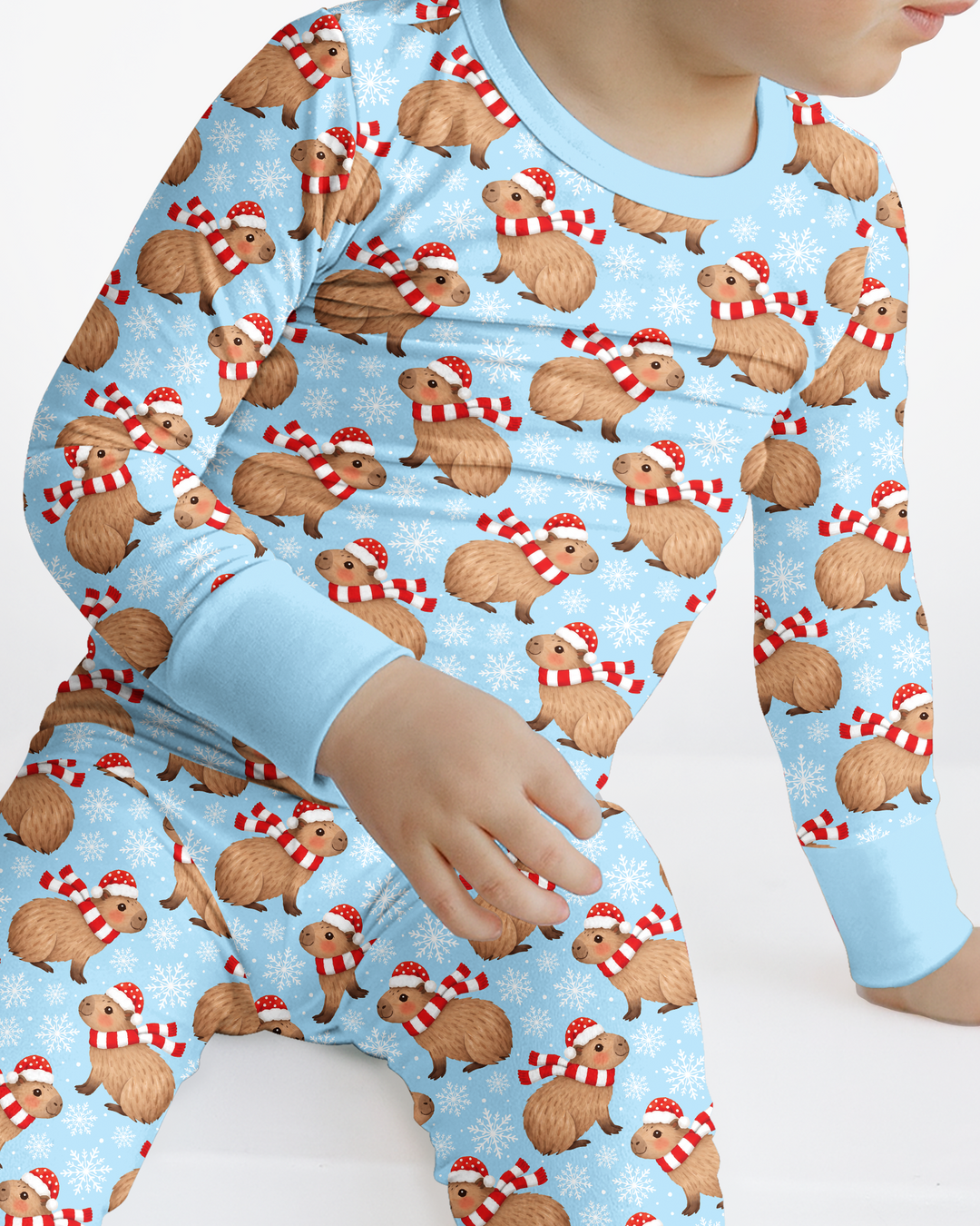 Holiday Capybaras Bamboo Two Piece Long Sleeve Pajama Set