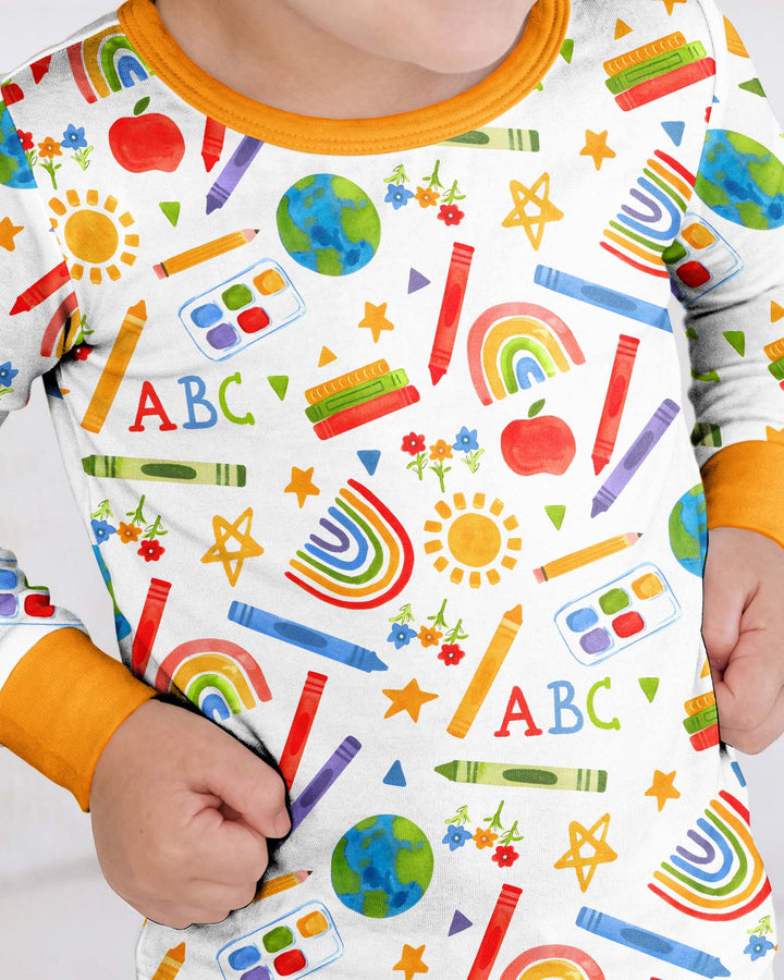 School Scribbles Bamboo Two Piece Long Sleeve Pajama Set