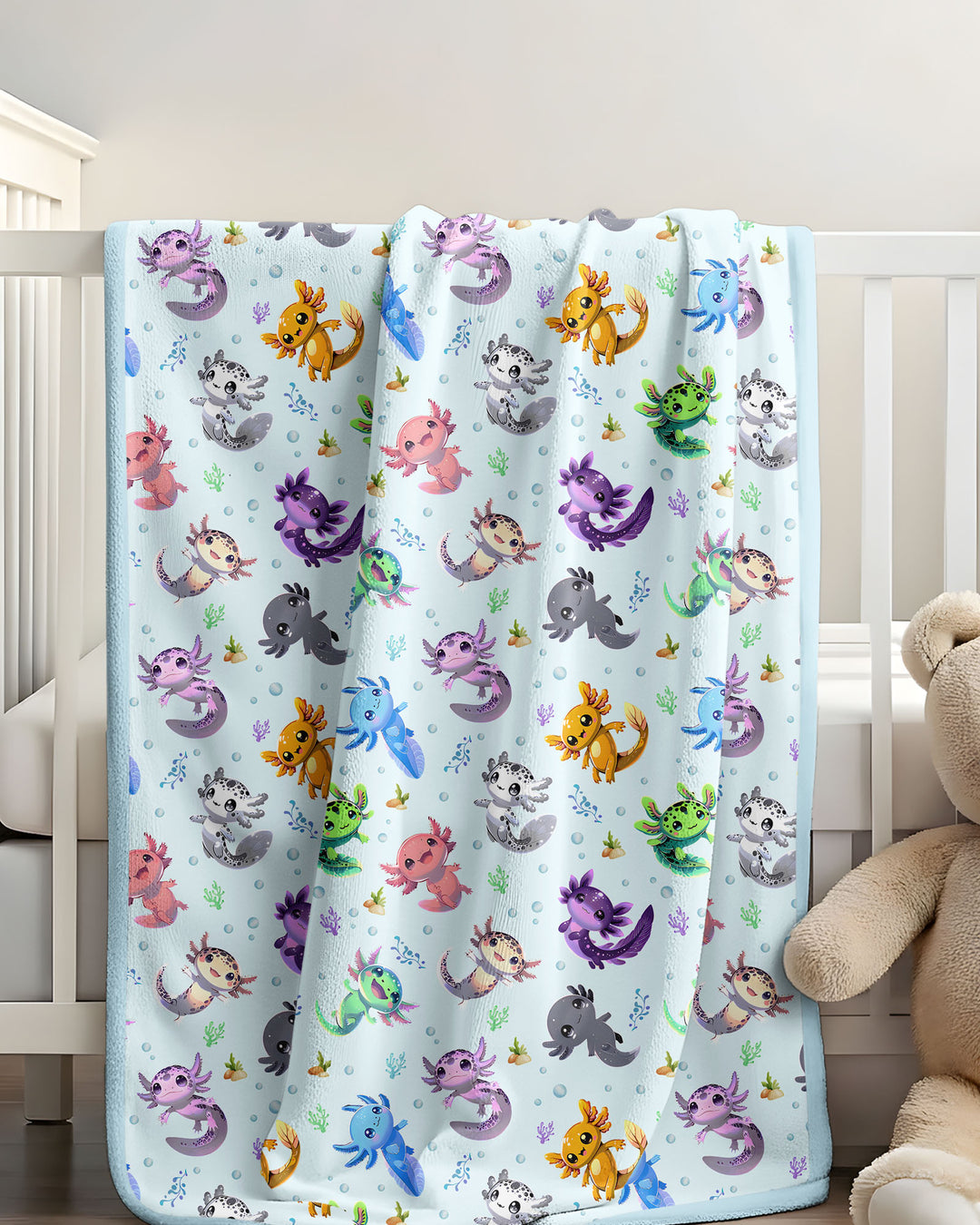 I Love You Axolotl Bamboo Blanket
