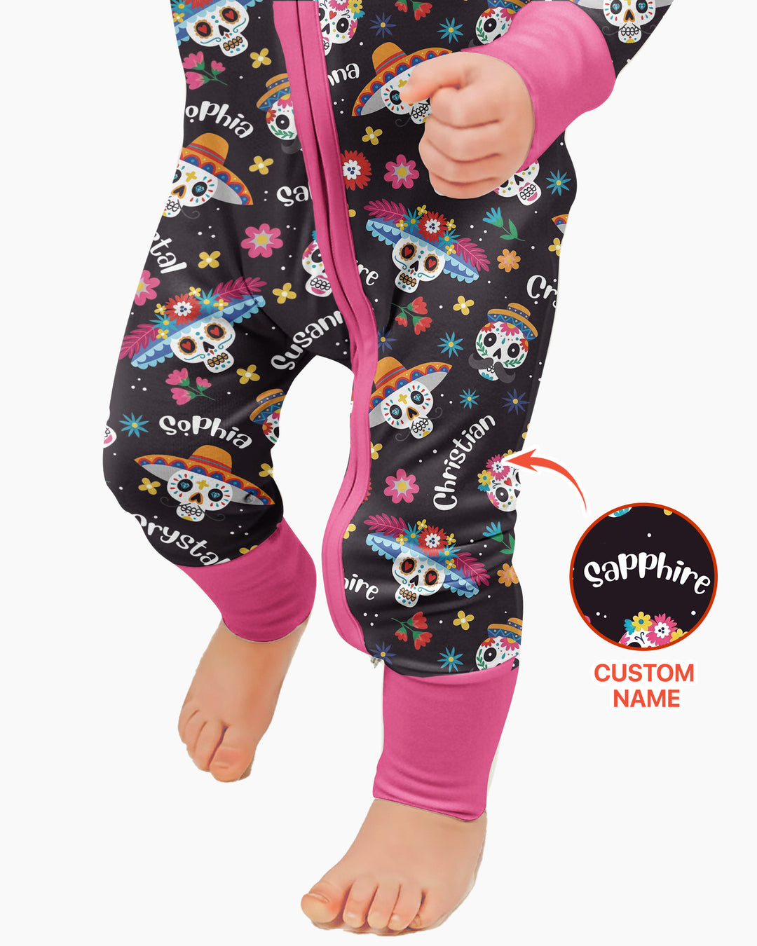Custom Name Dia De Los Muertos Bamboo Convertible Zippy