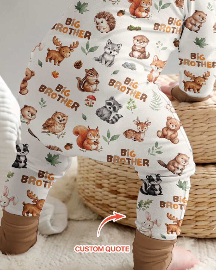 Custom Quote Woodland Animal Matching Sibling Bamboo Convertible Zippy