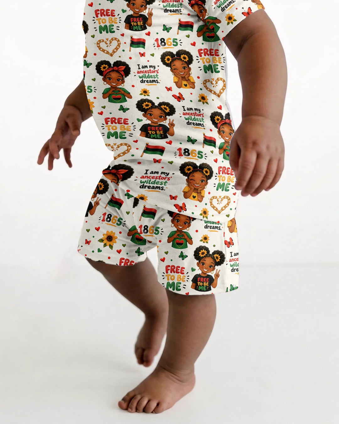 Juneteenth I am My Ancestors' Wildest Dream Bamboo Two Piece Short Sleeve Shorts Pajama Set