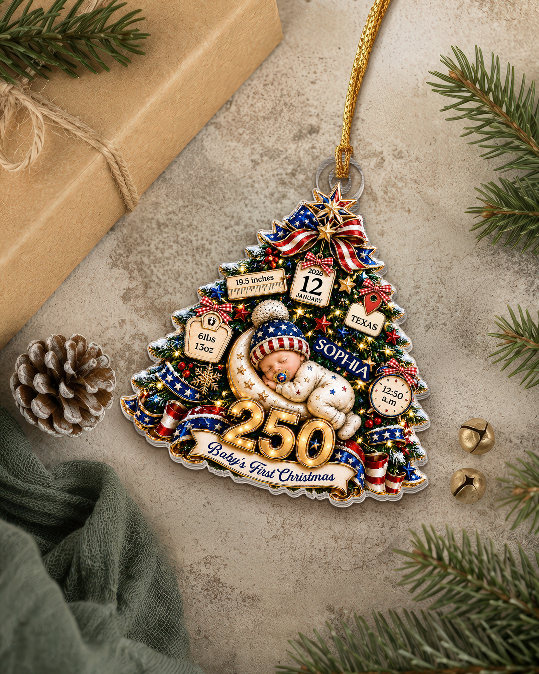 Baby's 1st Christmas America 250th Acrylic Ornament