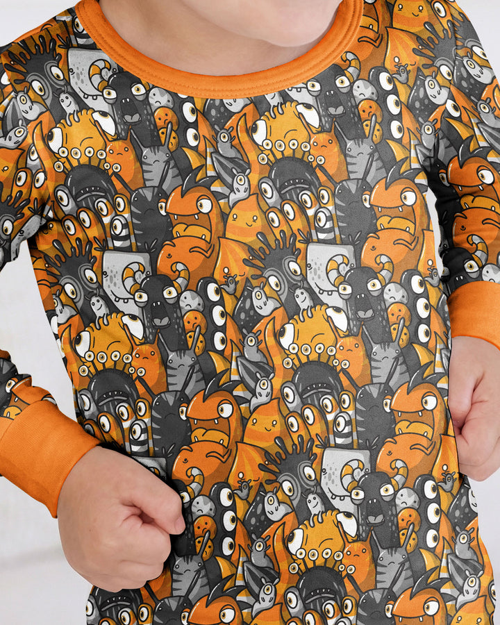 Colorful Doodle Monster Friends Bamboo Two Piece Long Sleeve Pajama Set