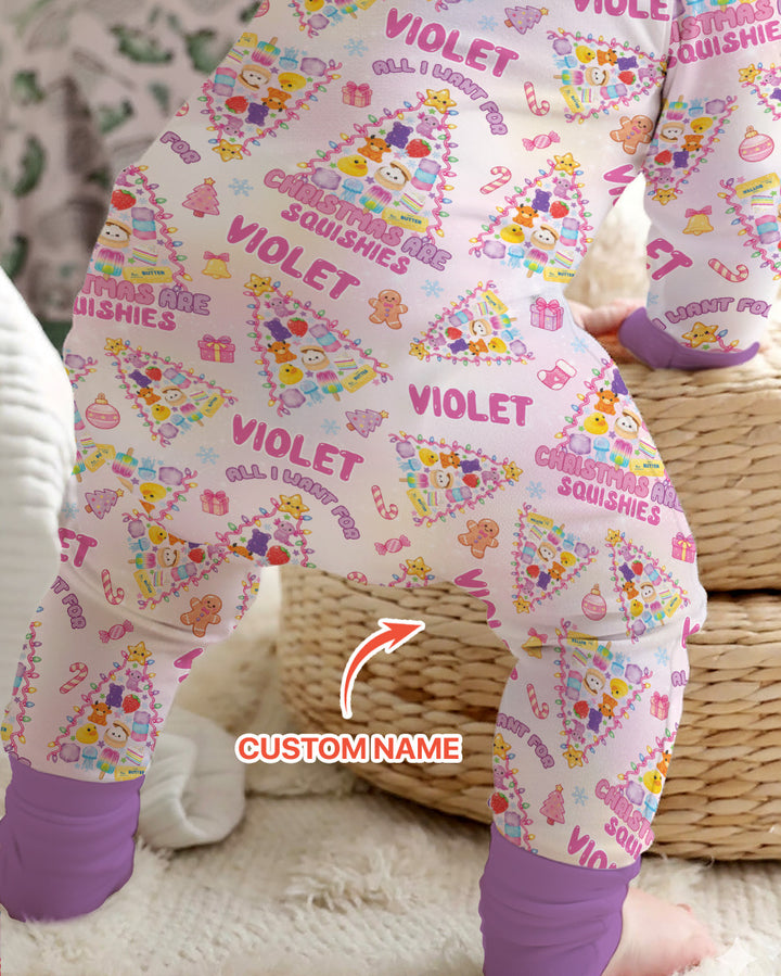 Custom Name All I Want For Christmas Are Squishies Bamboo Convertible Zippy