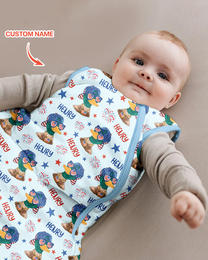Custom Name Patriotic Mallard Duck Bamboo Sleep Bag