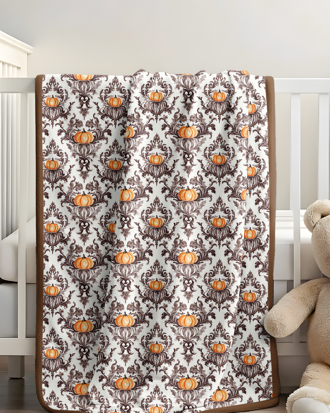 Pumpkin Toile Family Matching Bamboo Blanket
