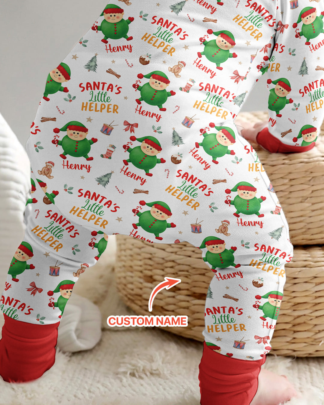 Custom Name Santa's Little Helper Bamboo Convertible Zippy