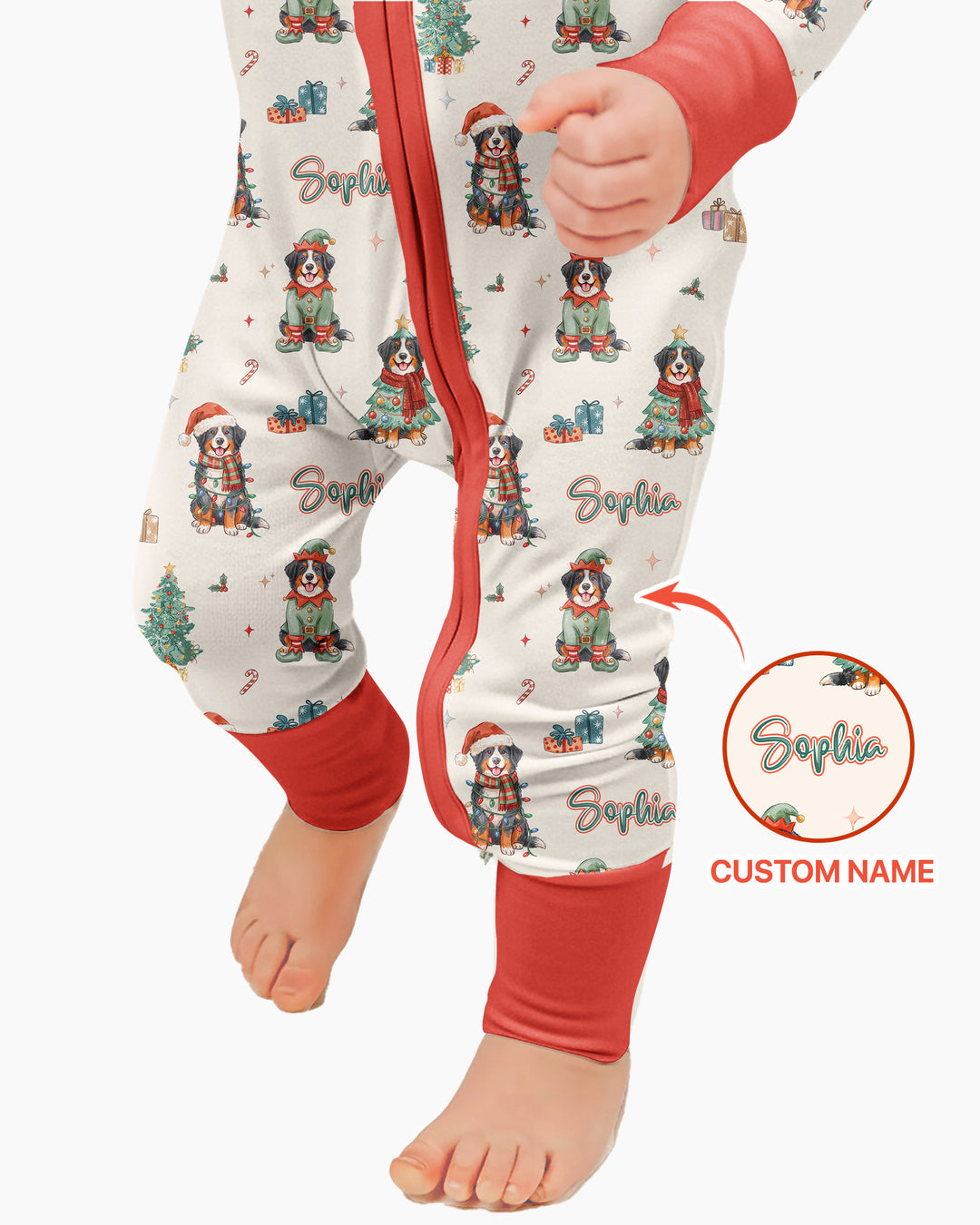 Christmas Bernese Mountain Dog Family Matching Bamboo Convertible Zippy