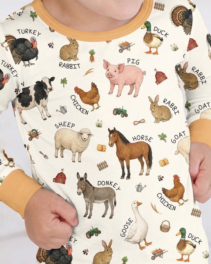 Barnyard Animals Bamboo Two Piece Long Sleeve Pajama Set