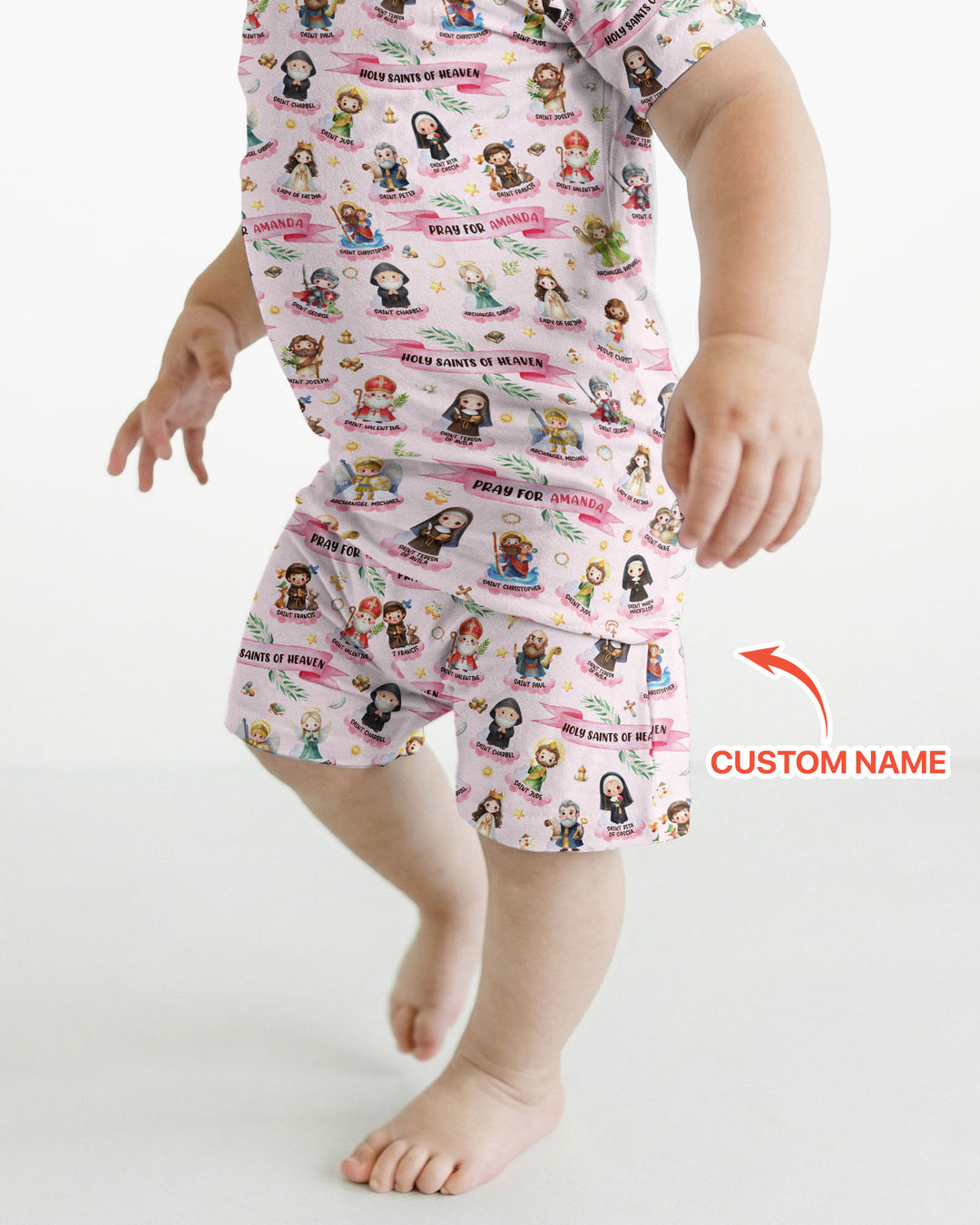 Holy Saints of Heaven Custom Name Bamboo Two Piece Short Sleeve Shorts Pajama Set