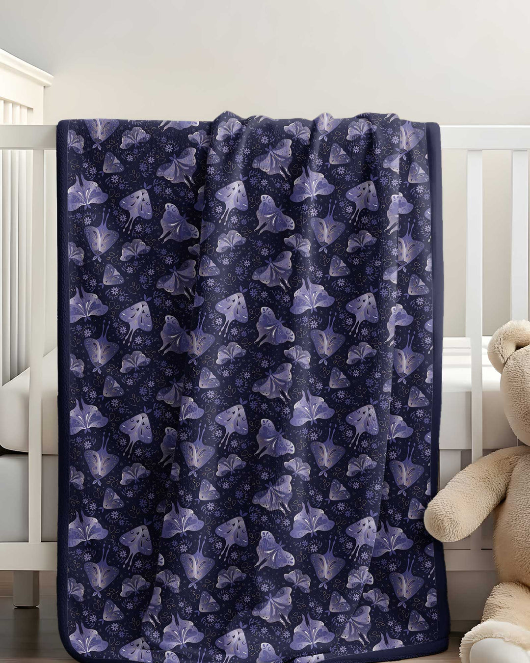 Very Peri Moths Bamboo Blanket