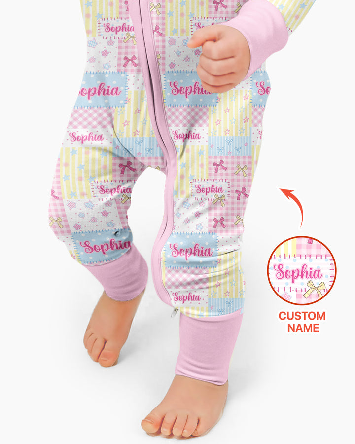 Custom Name Sweet Patchwork Bamboo Convertible Zippy