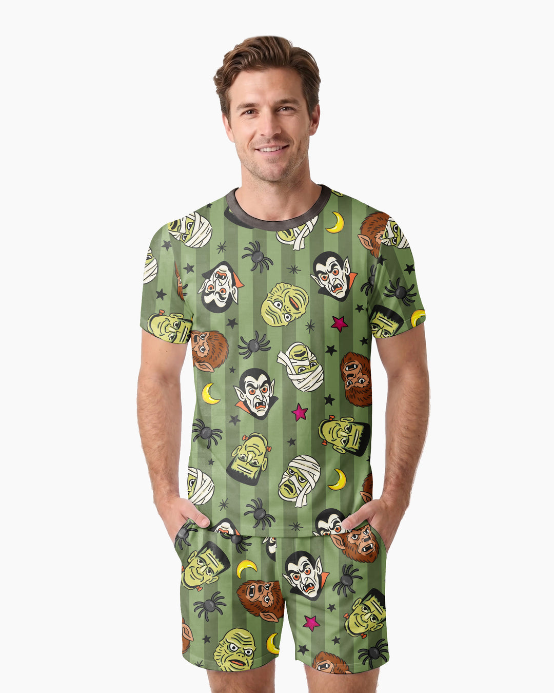 Creepy Crew Family Matching Bamboo Men Short Sleeve Short Pajama Set