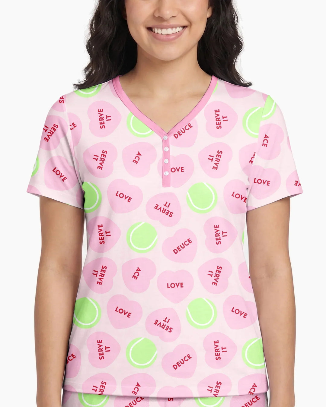 Tennis with Love Bamboo Women Short Sleeve Short Pajama Set