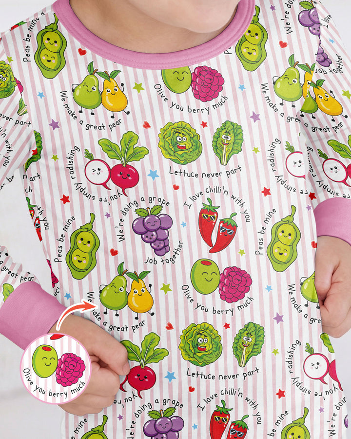 Fruits And Vegetables Love Puns Bamboo Two Piece Long Sleeve Pajama Set
