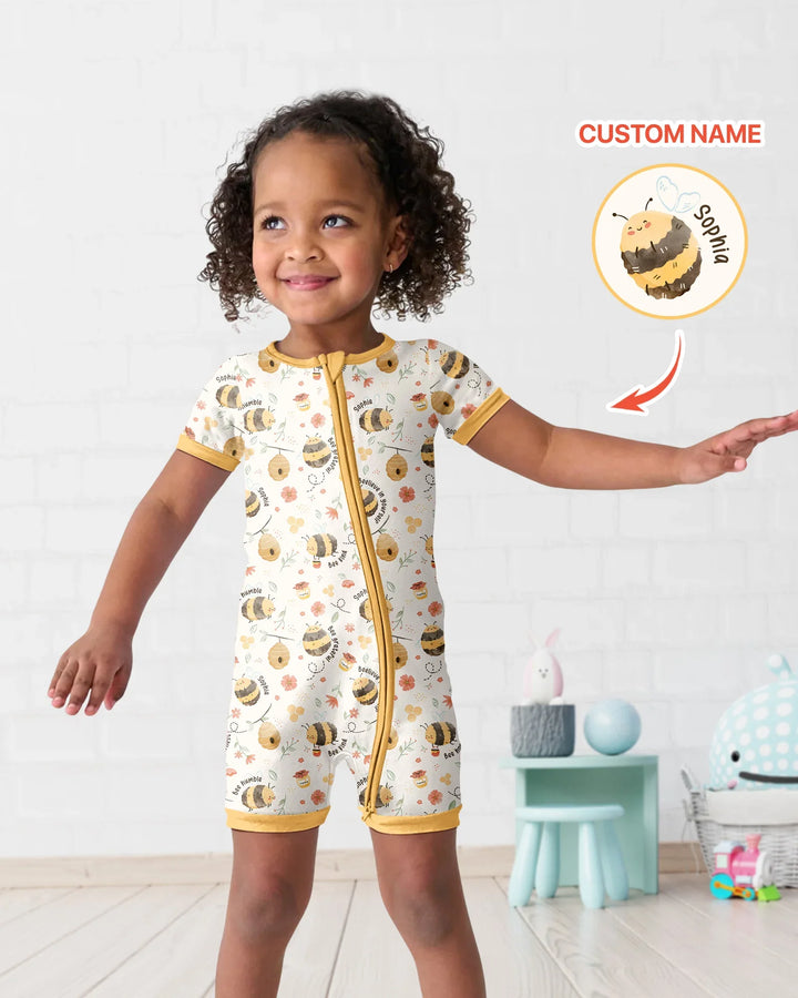 Bee Kind Custom Name Bamboo Shorty Zippy