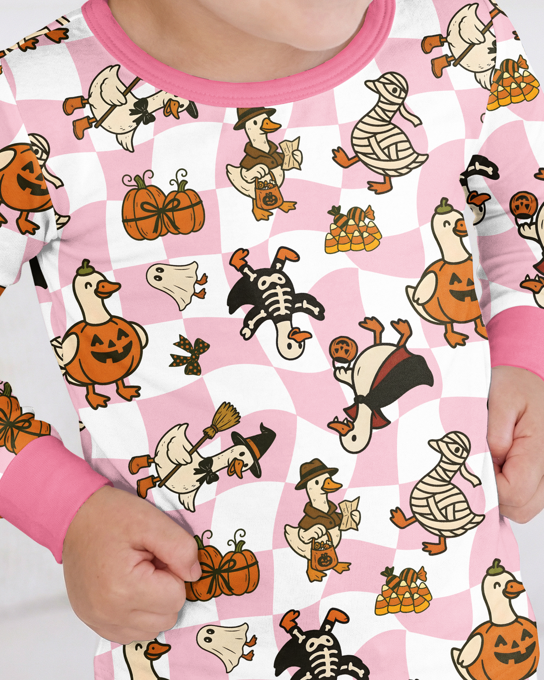 Spooky Goose Scrub Hat Bamboo Two Piece Long Sleeve Pajama Set