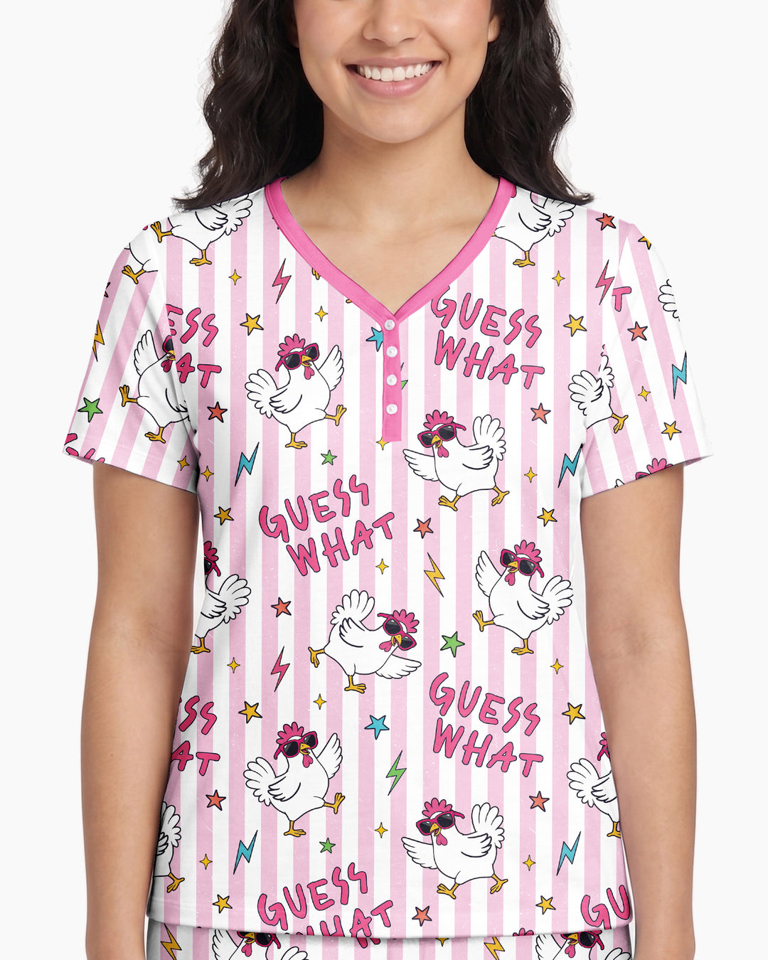 Guess What? Chicken Butt! Bamboo Women Short Sleeve Short Pajama Set