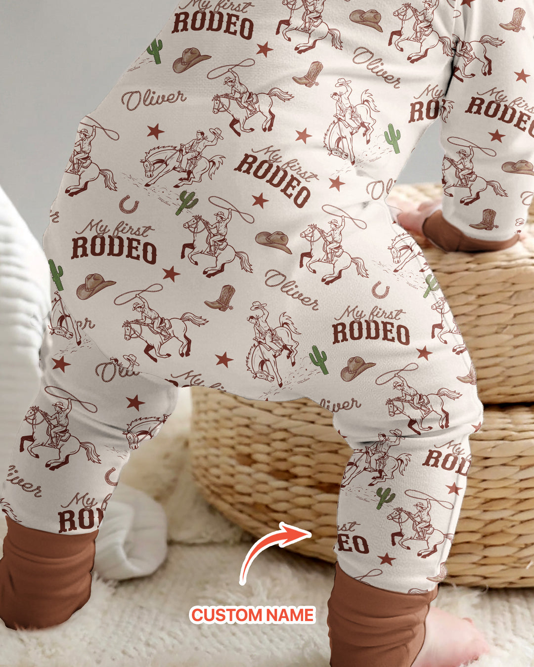 Custom Name First Rodeo Family Matching Bamboo Convertible Zippy