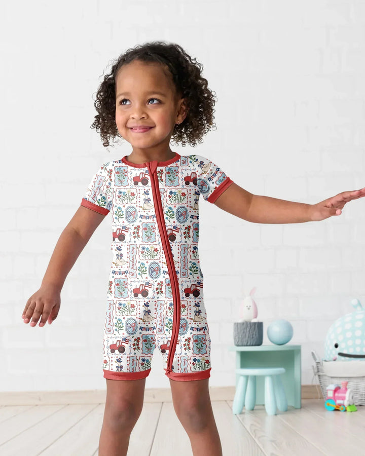 Patriotic USA Silly Goose Family Matching Bamboo Shorty Zippy