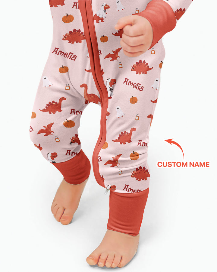 Custom Name Spooky Dinosaur Halloween - Personalized Bamboo Convertible Zippy
