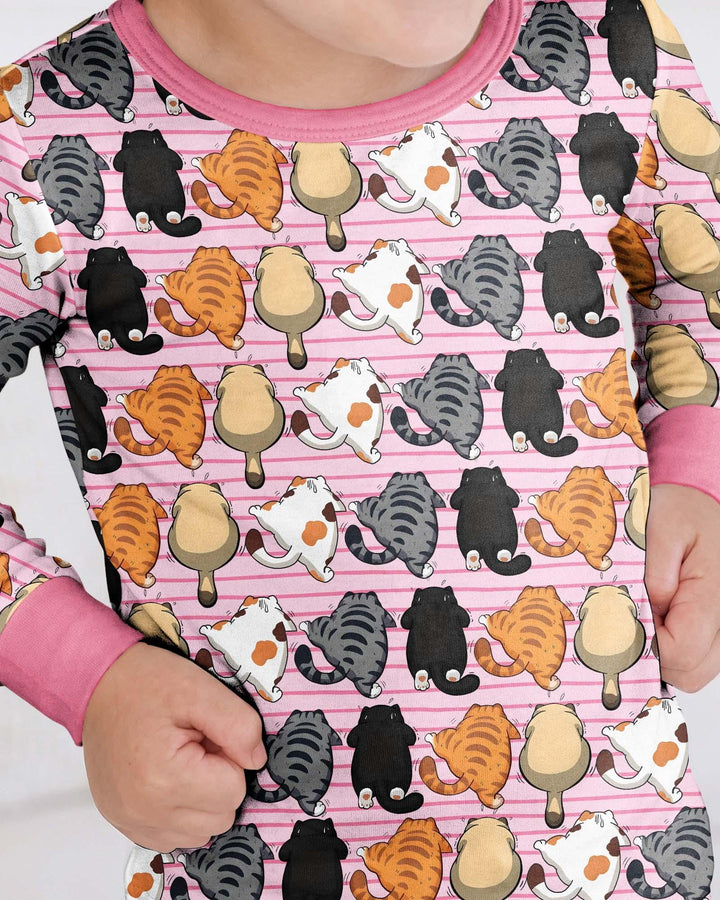 Funny Cat Butts Club Family Matching Bamboo Two Piece Long Sleeve Pajama Set