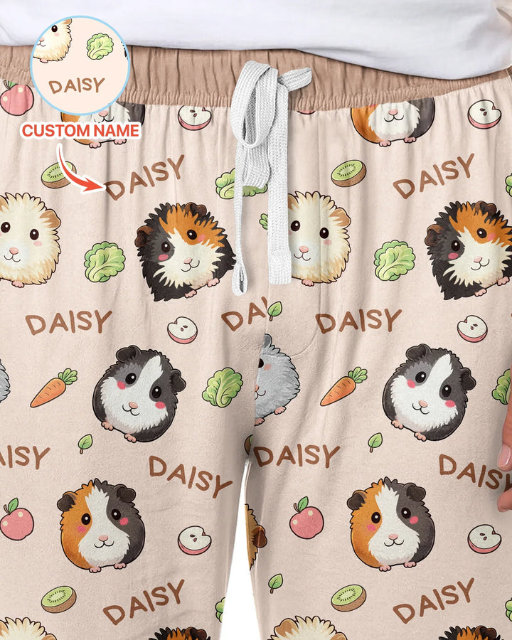 Custom Name Cute Guinea Pigs Bamboo Men's Pajama Set