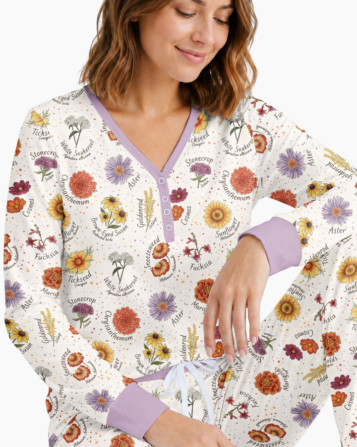 Autumn Blooms of North America Bamboo Women Pajama Set