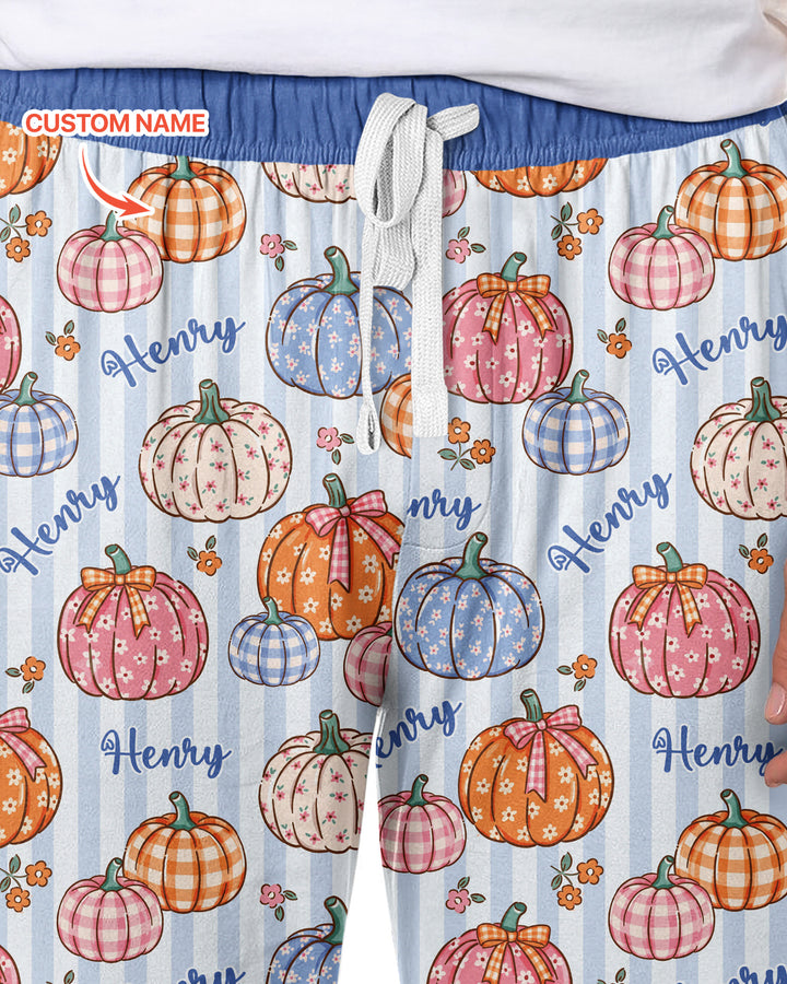 Custom Name Pumpkin Patch Bamboo Men's Pajama Set