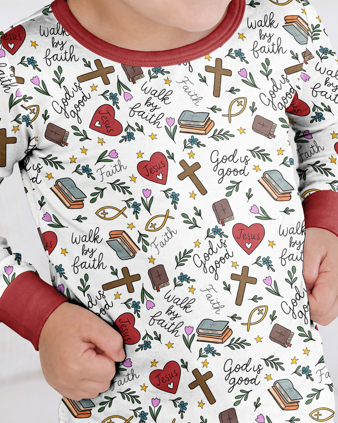Love Jesus God Is Good Bamboo Two Piece Long Sleeve Pajama Set