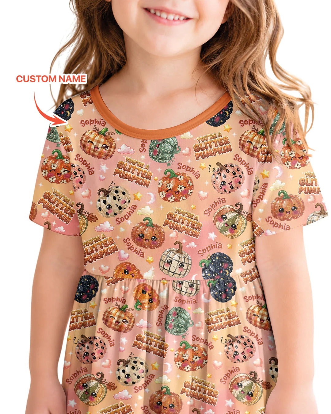 Custom Name You're A Glitter Pumpkin Bamboo Twirl Dress