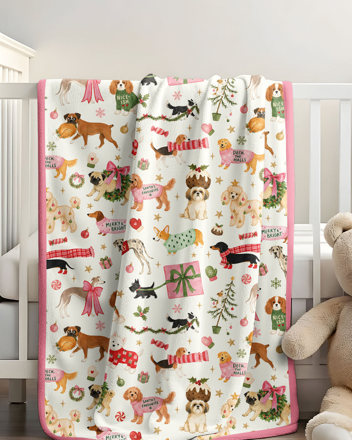 Festive Dog Merry Woofmas Bamboo Blanket