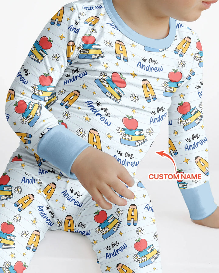 First Day of School Bamboo Two Piece Long Sleeve Pajama Set