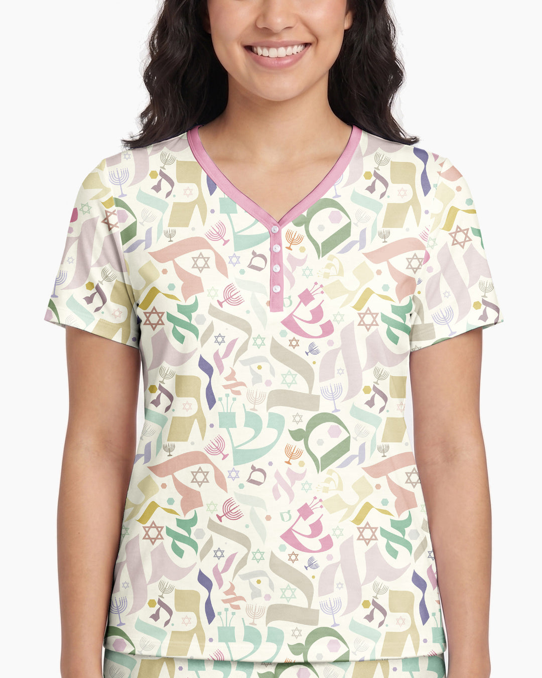 Hebrew Harmony Family Matching Bamboo Women Short Sleeve Short Pajama Set