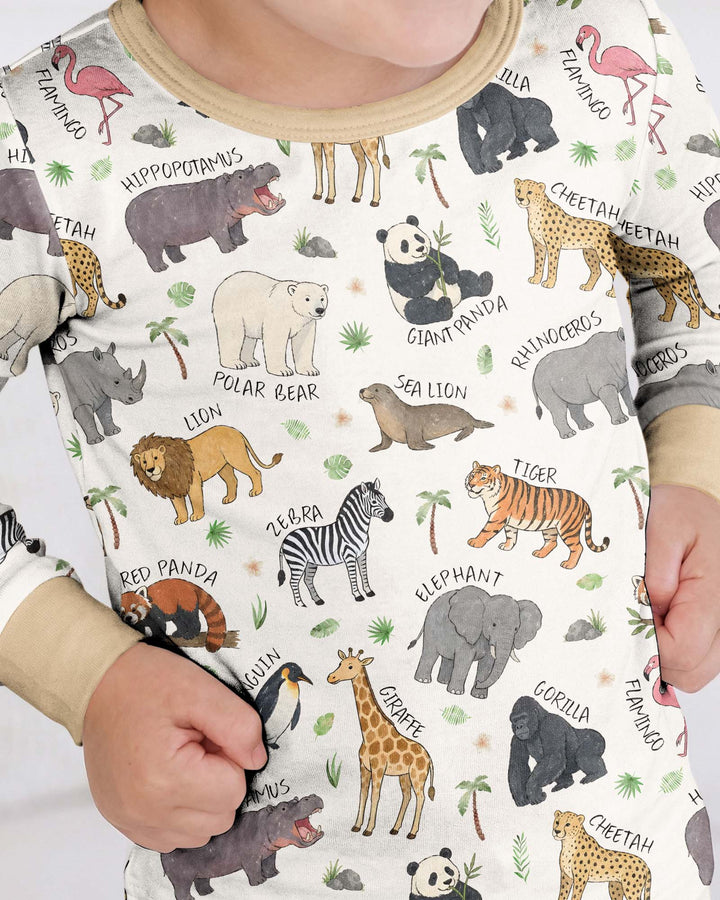 Safari Animals Bamboo Two Piece Long Sleeve Pajama Set