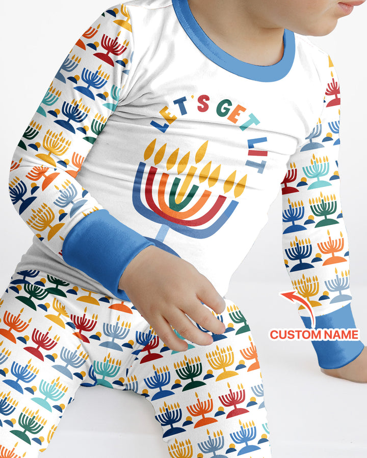 Let's Get Lit Hanukkah Bamboo Two Piece Long Sleeve Pajama Set