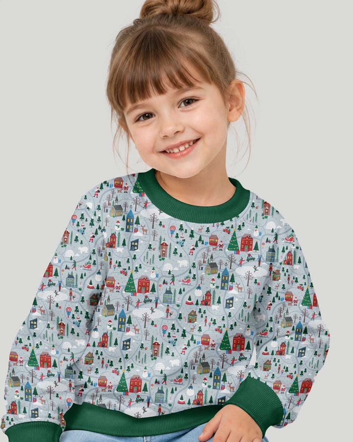 Snowy Christmas Village Map Bamboo Crewneck Sweatshirt