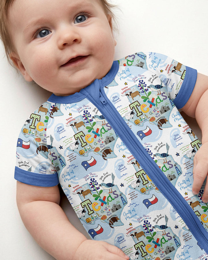Texas Map Family Matching Bamboo Shorty Zippy