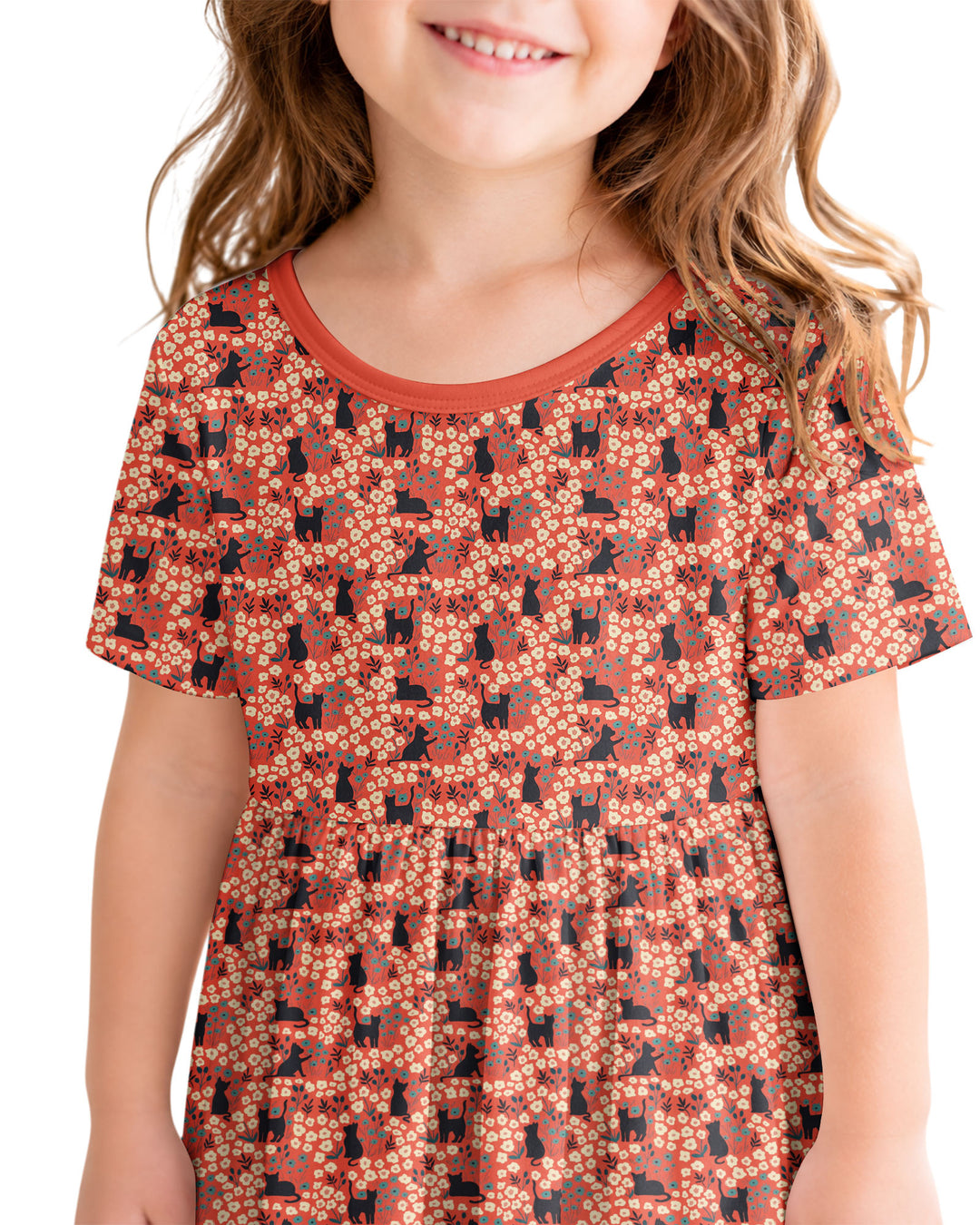 Black Cat Ditsy Bamboo Twirl Dress