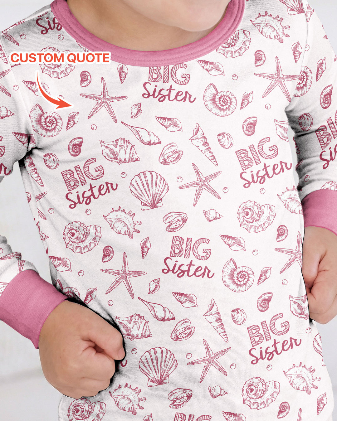 Coquette Seashell Matching Sibling Bamboo Two Piece Long Sleeve Pajama Set