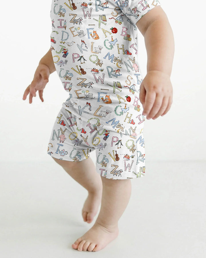 ABC Whimsy Bamboo Two Piece Short Sleeve Shorts Pajama Set