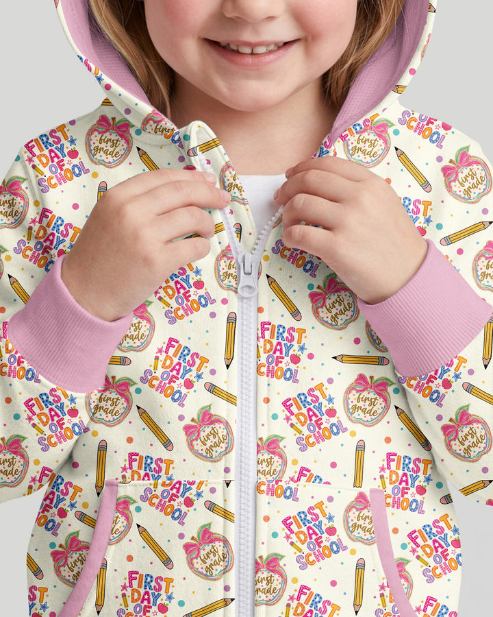 Custom School Grade First Day Cutie Bamboo Zip Hoodie