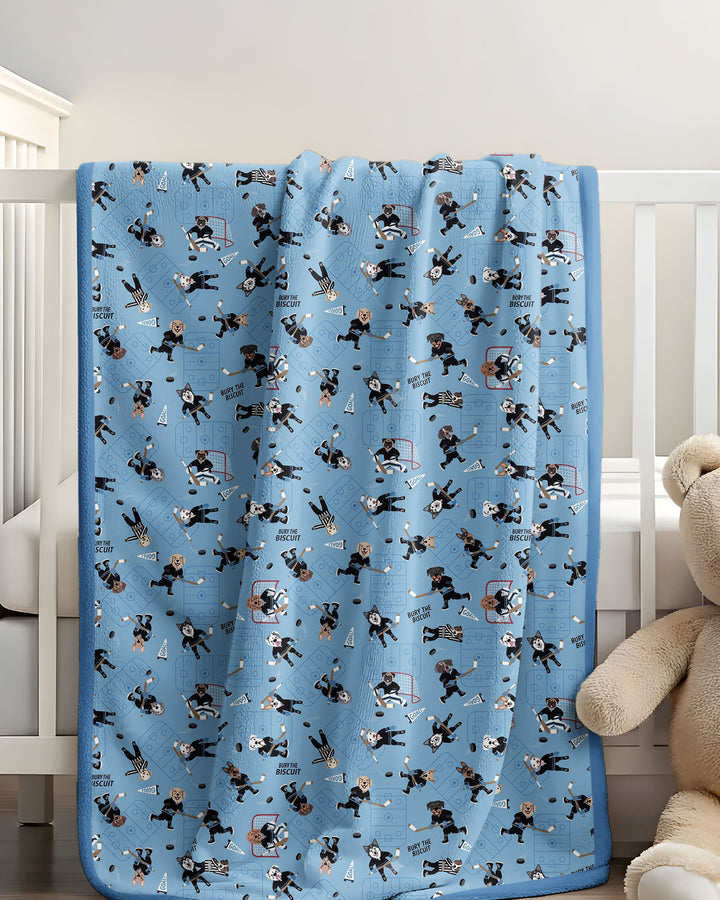 Hockey Dogs - Blue and Black Bamboo Blanket