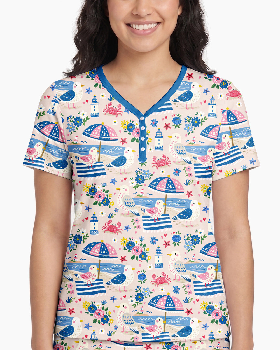 A Day At The Shore Bamboo Women Short Sleeve Short Pajama Set