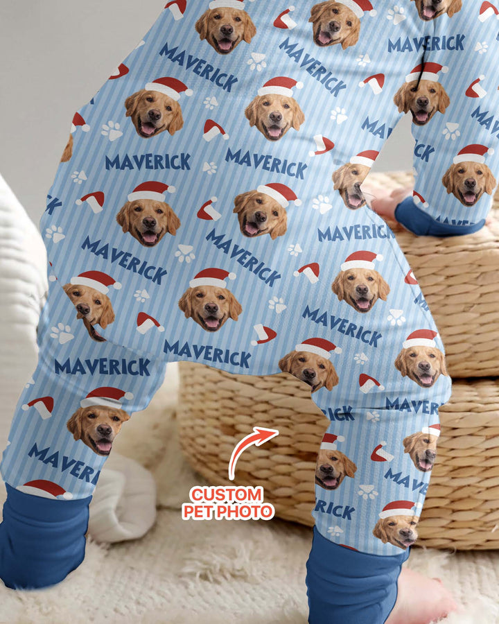 Custom Pet Photo Christmas Paws Stripe Bamboo Convertible Zippy