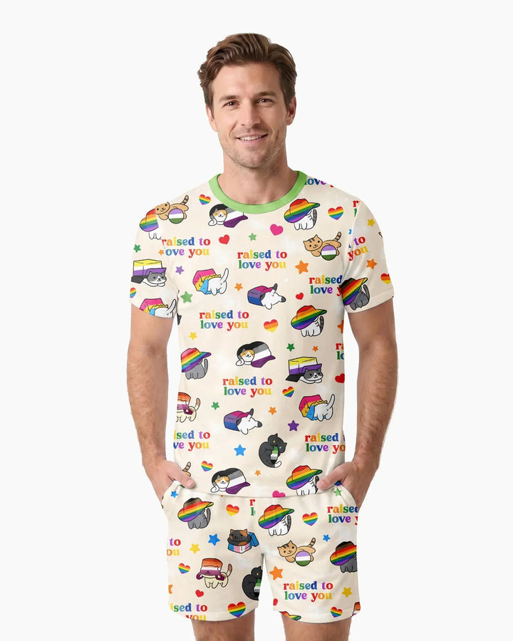 Rainbow Paws Family Matching Bamboo Men Short Sleeve Short Pajama Set