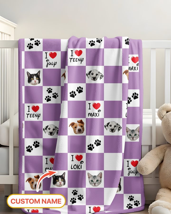 Custom Photo I Love My Best Friend Dog/Cat Bamboo Blanket