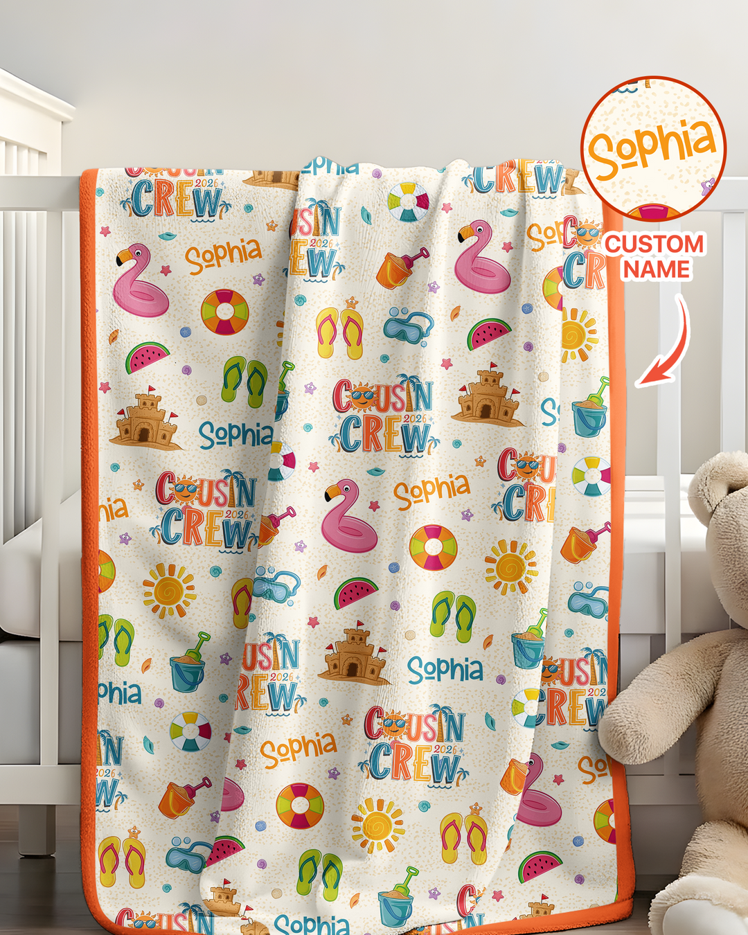 Custom Name Summer 2026 Cousin Crew Bamboo Blanket