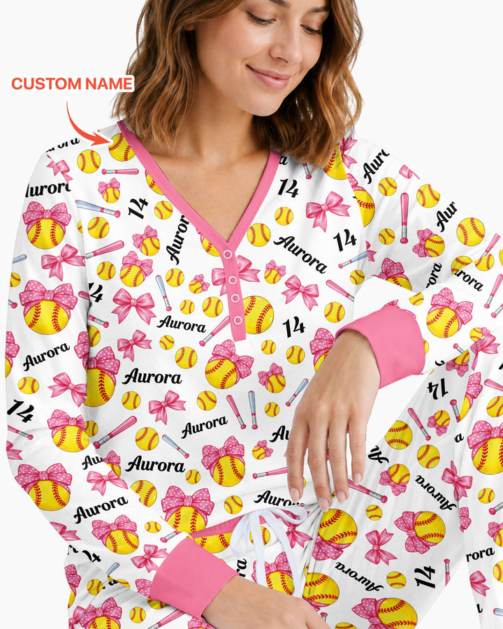 Little Softball Star Bamboo Women Pajama Set